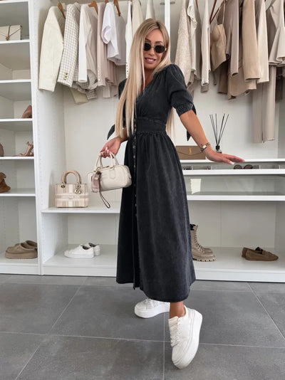 Isabella | Feminines Midikleid mit Knopfleiste