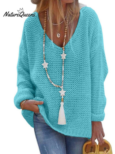 Pullover V-Ausschnitt Langarm Gestricktes Oberteil