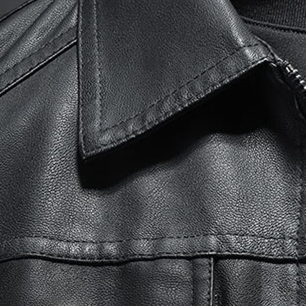 Herren Revers Leder Bikerjacke