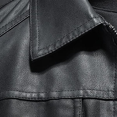Herren Revers Leder Bikerjacke