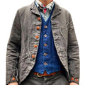 Herren Vintage Revers Mehrfach Taschen Unifarben Jacke