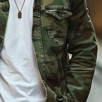 Herren Camouflage Canvas Retro Wear Reversjacke
