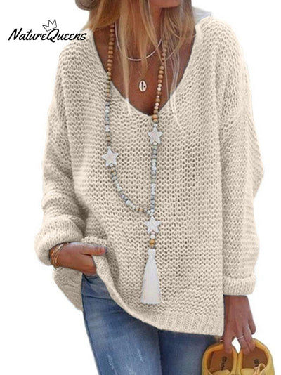 Pullover V-Ausschnitt Langarm Gestricktes Oberteil