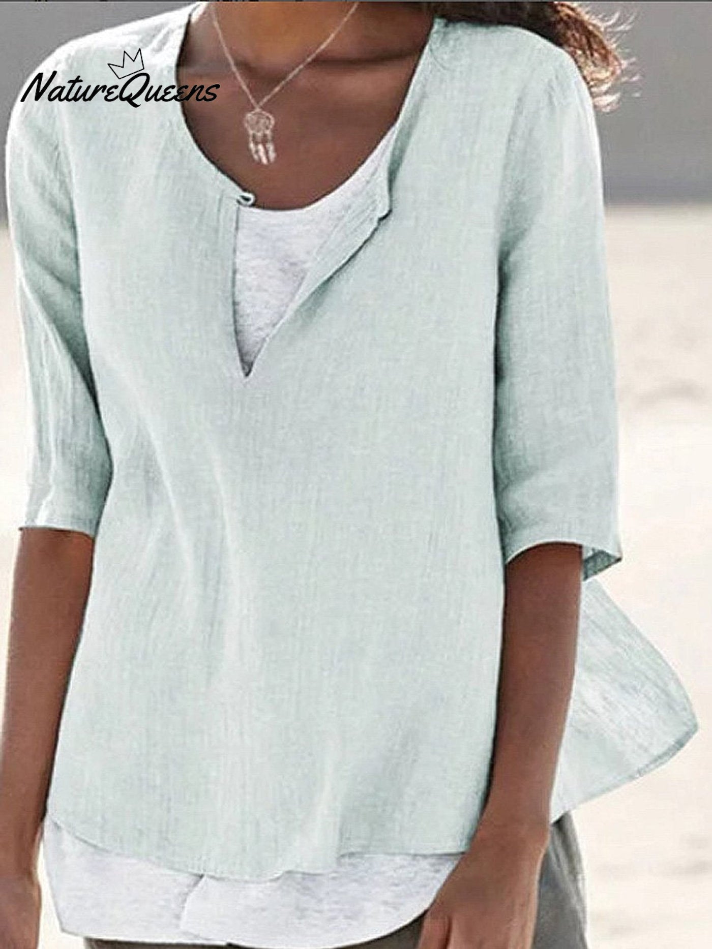 Damen Einfarbig Locker Elegant Lässig Baumwolle Und Leinen Mittellanges Hemd