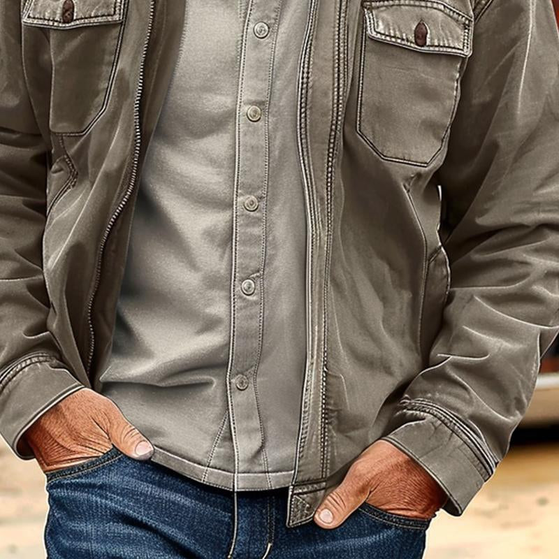 Herren Vintage Abgenutzte Canvas Zip Jacke