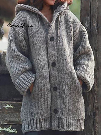 Damen Langer Pullover und Kapuzenjacke