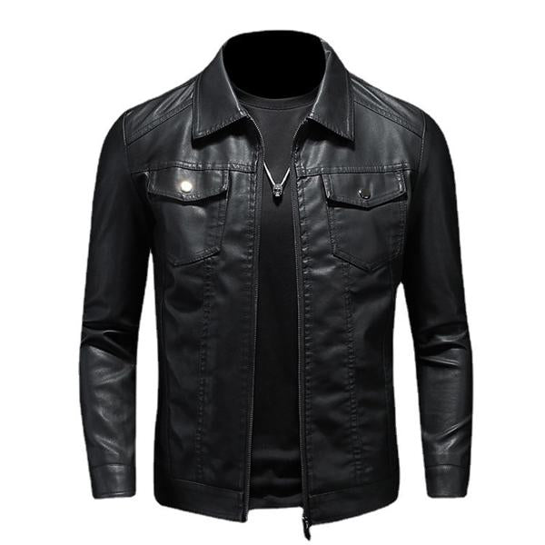 Herren Revers Leder Bikerjacke