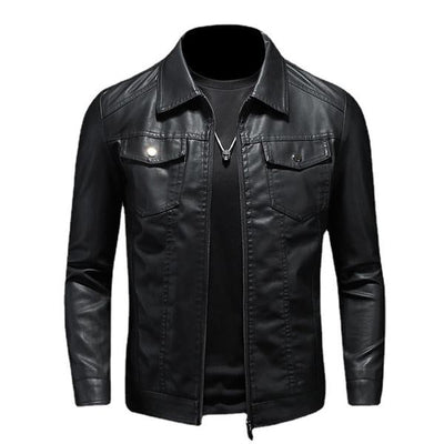 Herren Revers Leder Bikerjacke
