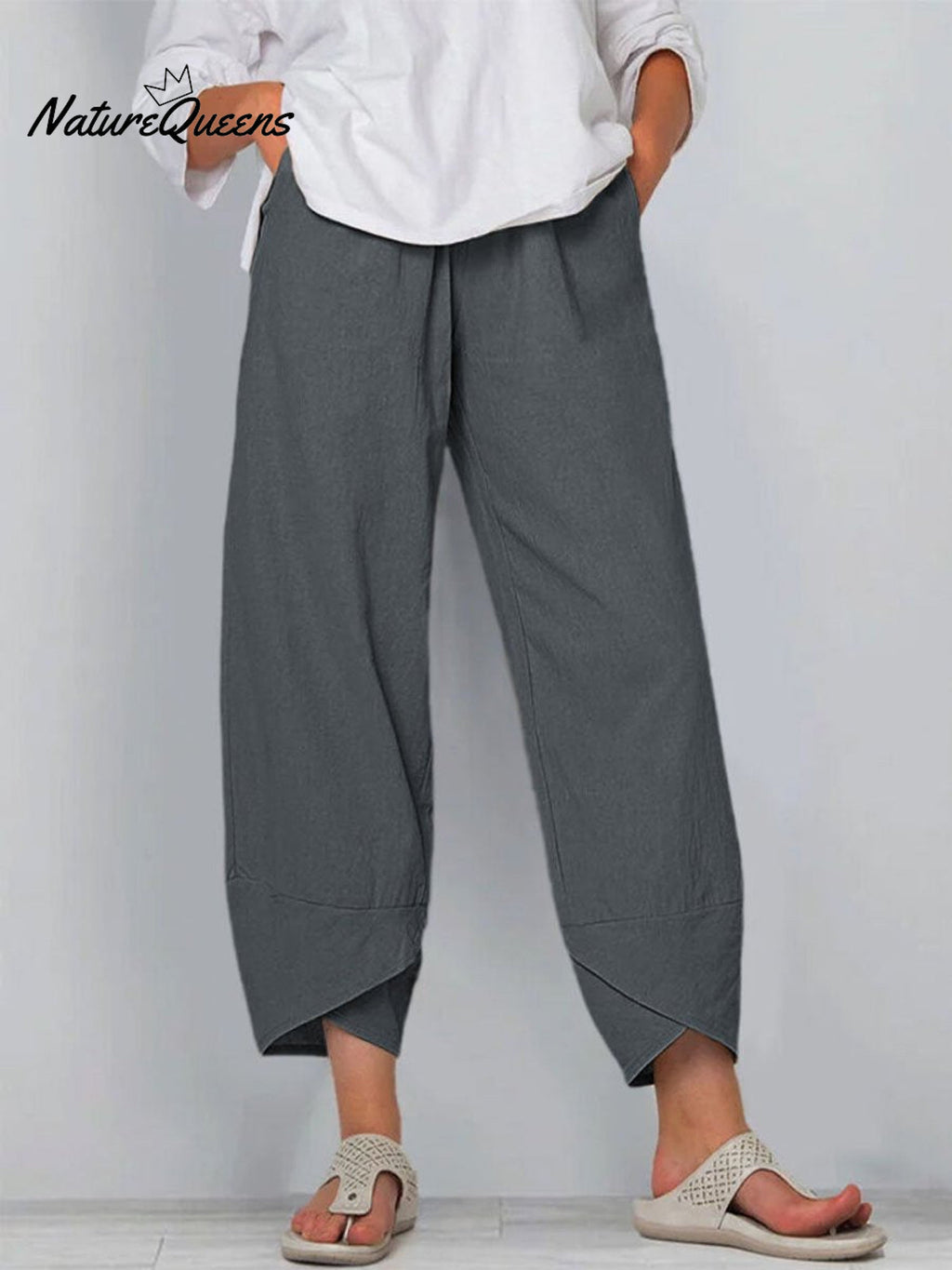 Damen Elegante Neunte Hose | Baumwolle-Leinen
