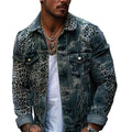 Herren Leopard Ombre Print Denim Truckerjacke
