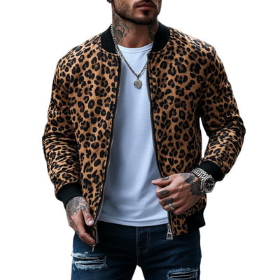Herren Basics Leopard Print Bomberjacke