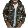 Herren Camouflage Kapuzen Multi-Taschen Zip Cargo Jacke