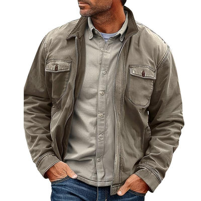 Herren Vintage Abgenutzte Canvas Zip Jacke