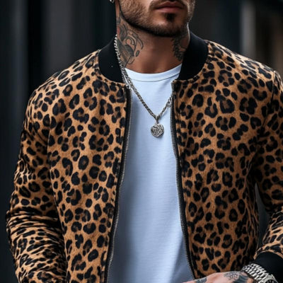 Herren Basics Leopard Print Bomberjacke