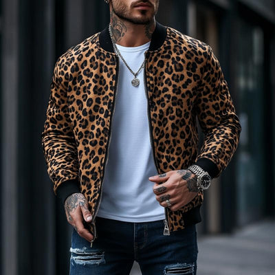 Herren Basics Leopard Print Bomberjacke