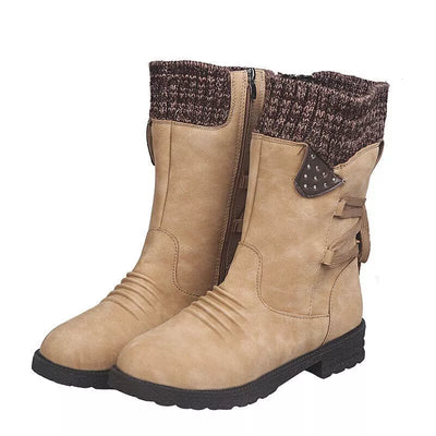 Svea - Retro Dicke Absatz Leder Winterstiefel