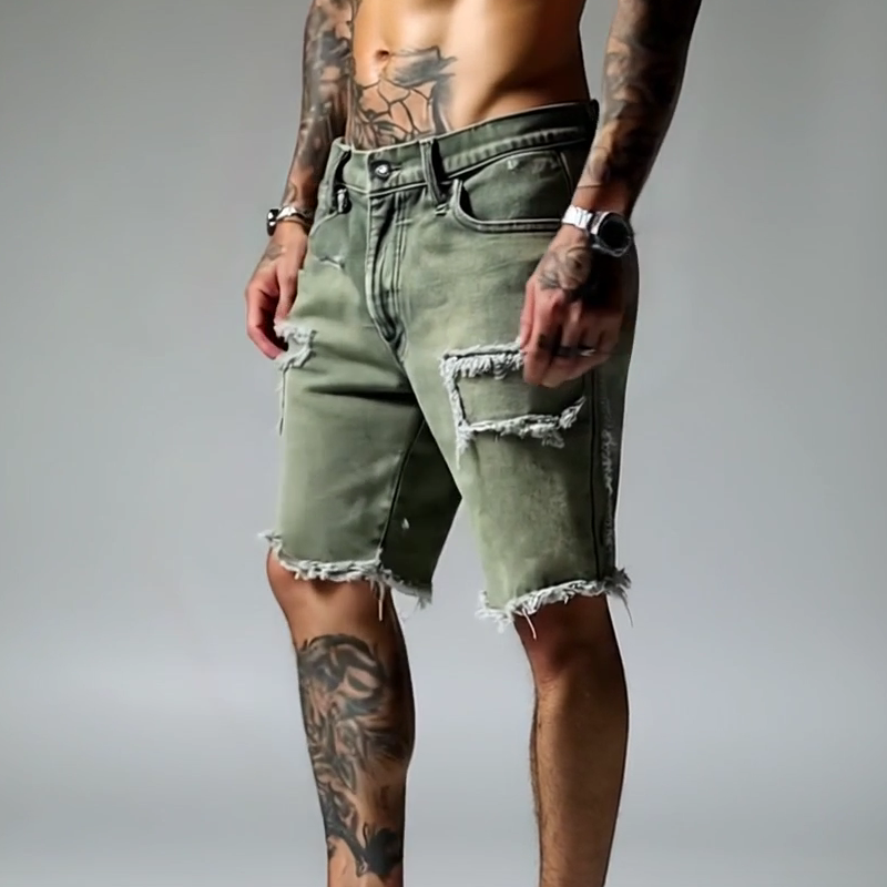 Herren Vintage Denim Gebrushte Shorts
