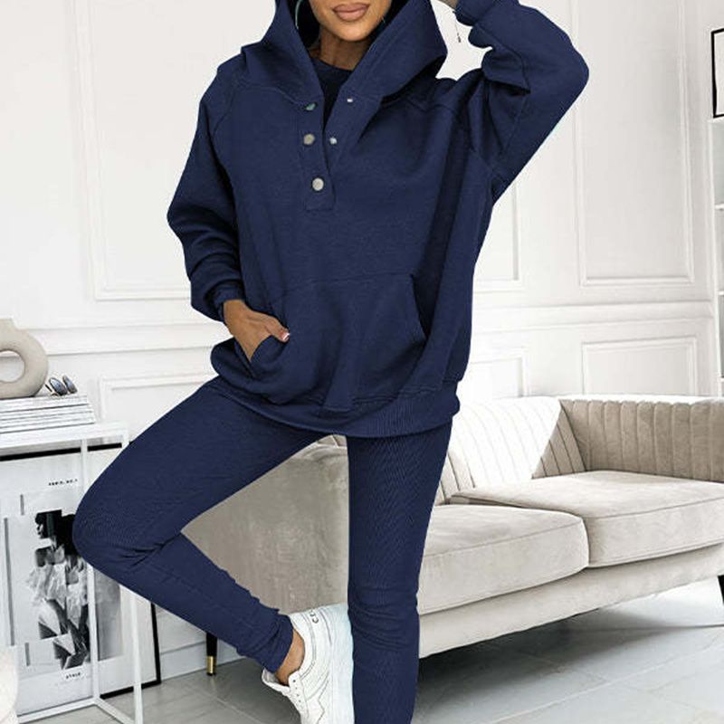 Ensemble™ | Damen 3-teiliger Set mit Kapuzenpullover, Slim Vest und Hose