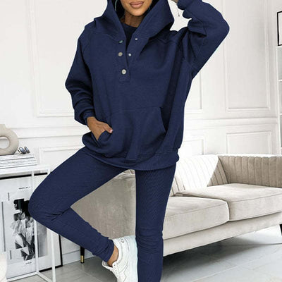 Ensemble™ | Damen 3-teiliger Set mit Kapuzenpullover, Slim Vest und Hose