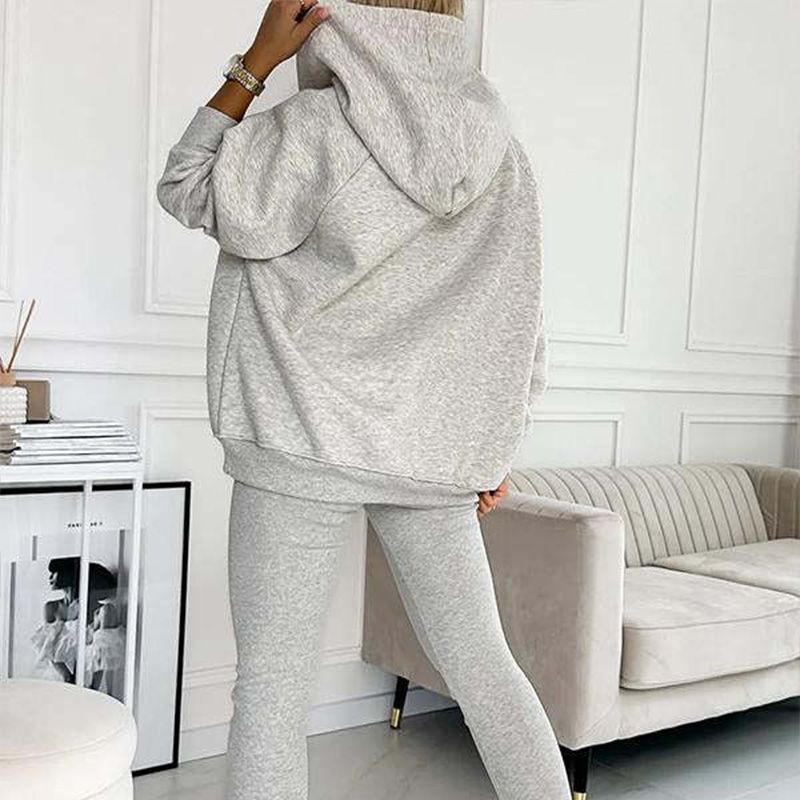 Ensemble™ | Damen 3-teiliger Set mit Kapuzenpullover, Slim Vest und Hose