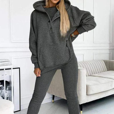 Ensemble™ | Damen 3-teiliger Set mit Kapuzenpullover, Slim Vest und Hose