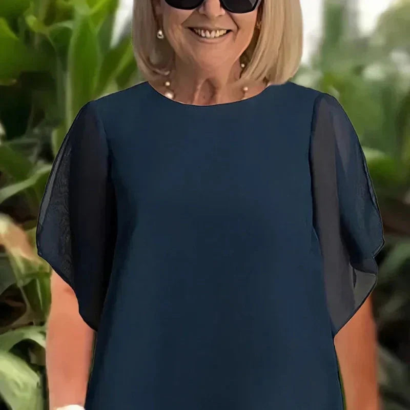 Herlene | Schickes asymmetrisches Top- und Hosen-Set