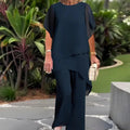 Herlene | Schickes asymmetrisches Top- und Hosen-Set