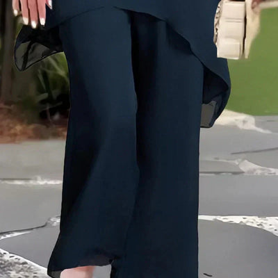 Herlene | Schickes asymmetrisches Top- und Hosen-Set
