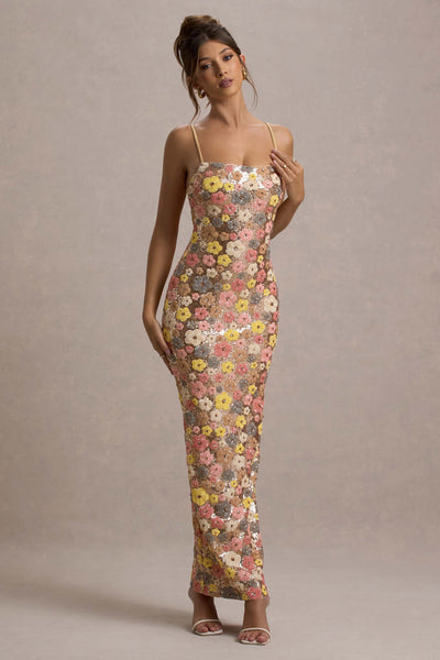 Selviana™ | Lange Kleid mit Floral Pailletten